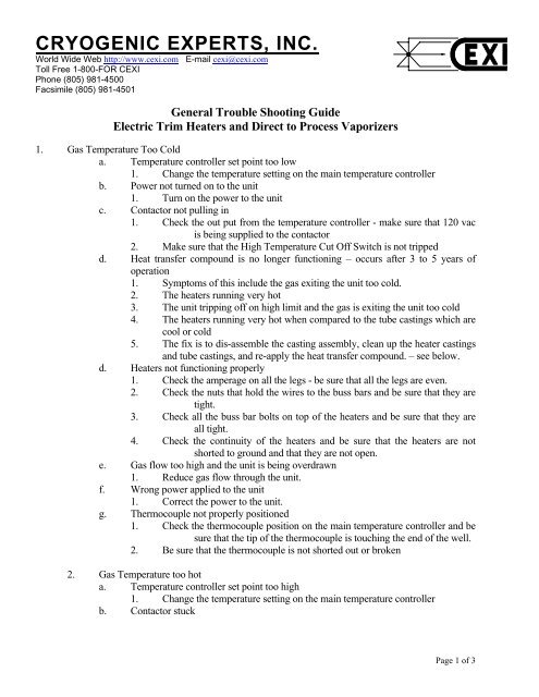GE Troubleshooting - CEXI