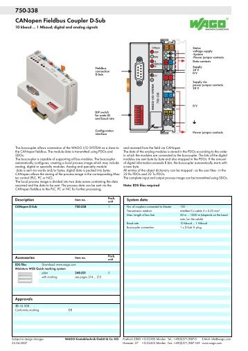 750-338; CANopen Fieldbus Coupler - MarInfo