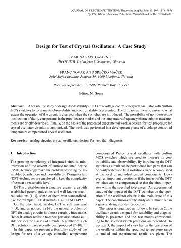 Design for Test of Crystal Oscillators: A Case Study - Www-csd.ijs.si