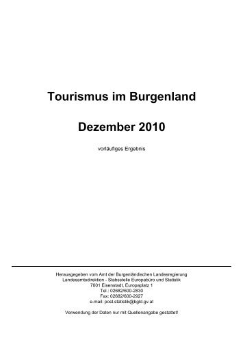 Tourismus im Burgenland Dezember 2010
