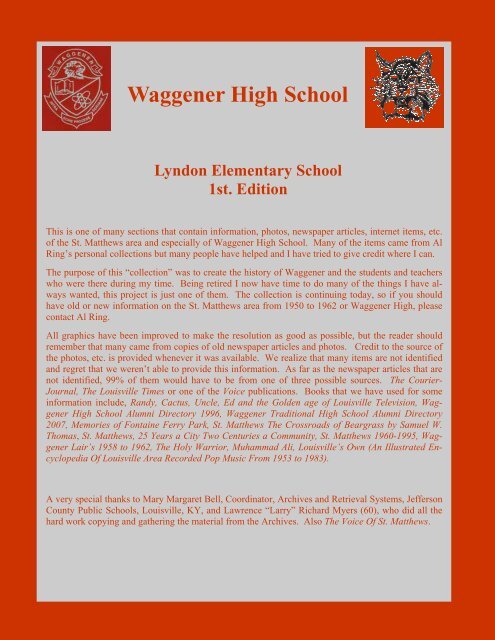 Lyndon Elementary School, 1st. Edition - RingBrothersHistory.com