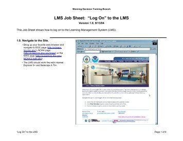 “Log On” to the LMS - Warning Decision Training Branch - NOAA