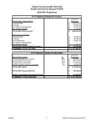 Virginia Commonwealth University Student Activity Fee Request ...