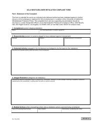 UCLA WHISTLEBLOWER RETALIATION COMPLAINT FORM Part I ...