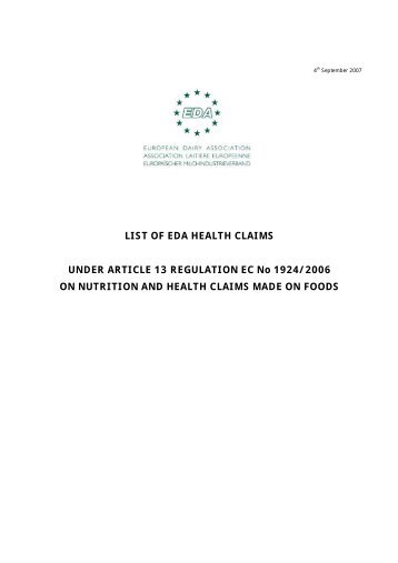 2007 09 04_EDA List of health claims under Art 13 of the ... - ROW
