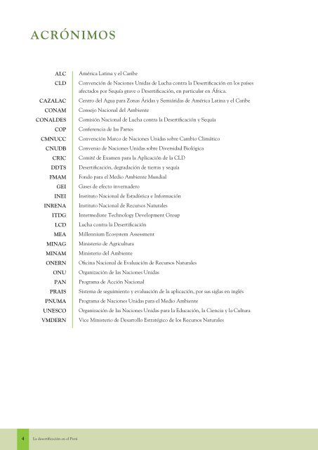 Título: La desertificación en el Perú - CDAM - Ministerio del Ambiente