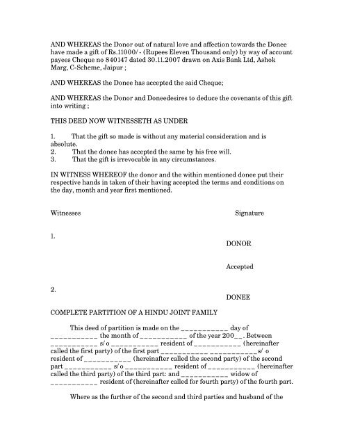 FORMATOF HUF CREATION DEEDS FORMAT-I ... - tnkpsc.com