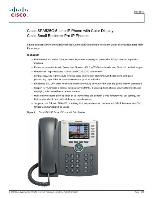 Cisco SPA525G 5-Line IP Phone with Color Display ... - MyNetFone