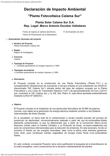 Previsualización de Declaración de impacto ambiental (DIA) - Photon