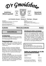 Amtliches Gemeinde Mitteilungsblatt Villenbach