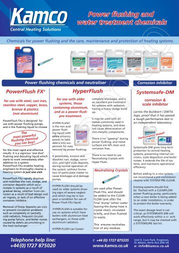 Power flushing and water treatment chemicals - Kamco