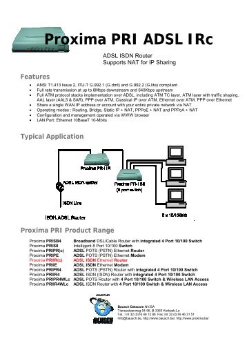 Proxima PRI ADSL IRc - BauschDatacom.nl