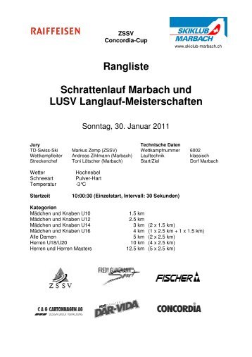 Rangliste Schrattenlauf Marbach und LUSV ... - Swiss Ski KWO