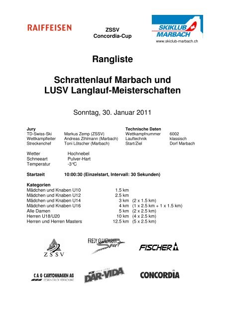 Rangliste Schrattenlauf Marbach und LUSV ... - Swiss Ski KWO