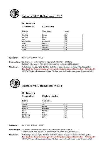 Internes F/E/D Hallenturnier 2012 Internes F/E/D ... - SC Cham