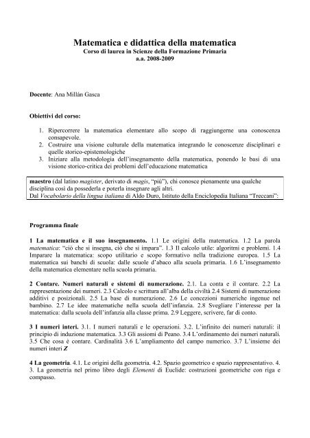 Matematica e didattica della matematica