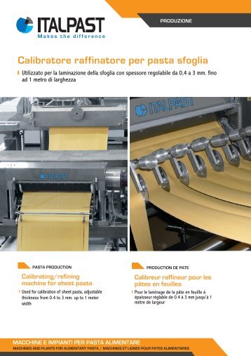 Calibratore raffinatore per pasta sfoglia - Italpast