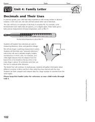 Unit 4: Family Letter Decimals and Their Uses