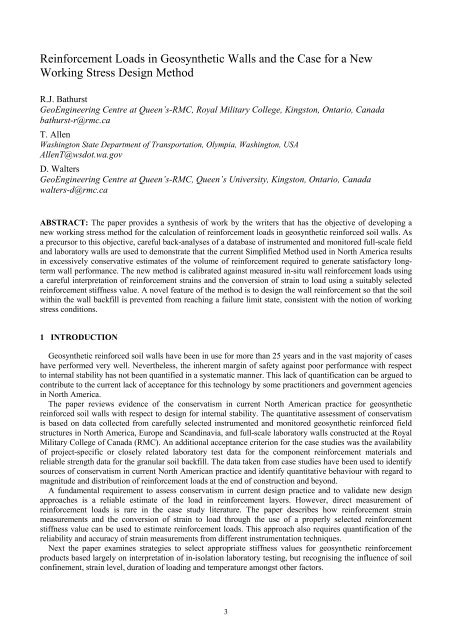 Reinforcement Loads in Geosynthetic Walls and the ... - ResearchGate