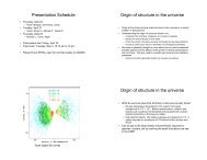 Presentation Schedule Origin of structure in the universe Origin of ...