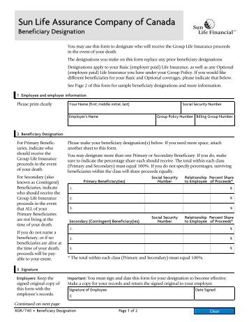 Life Insurance Beneficiary Designation Form