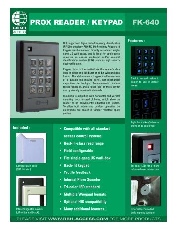 FK-640 PROX READER / KEYPAD - TristateTelecom