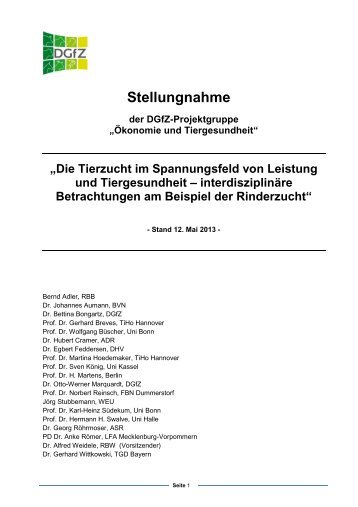 Die Tierzucht im Spannungsfeld von Leistung und Tiergesundheit