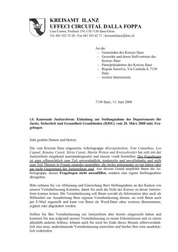 Stellungnahme Justizreform Brief - Kreis Ilanz