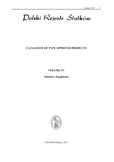 Volume TC â€“ Statutory Equipment, 2011-11-03 - PRS