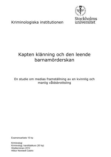 Kapten klÃƒÂ¤nning och den leende barnamÃƒÂ¶rderskan. En studie om ...