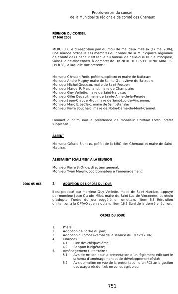 COMIT ADMINISTRATIF - MRC des Chenaux