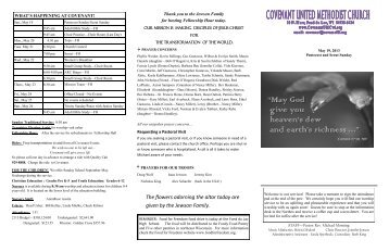 051913 Bulletin - Covenant United Methodist Church