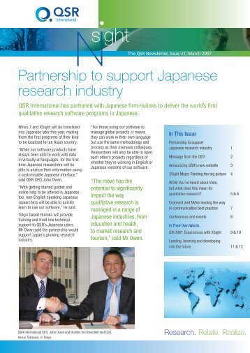 Partnership to support Japanese research industry - QSR International