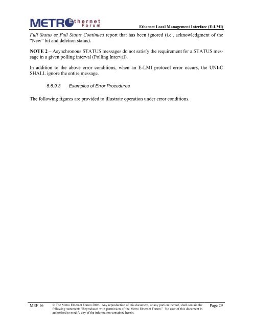 Technical Specification MEF 16 Ethernet Local Management Interface