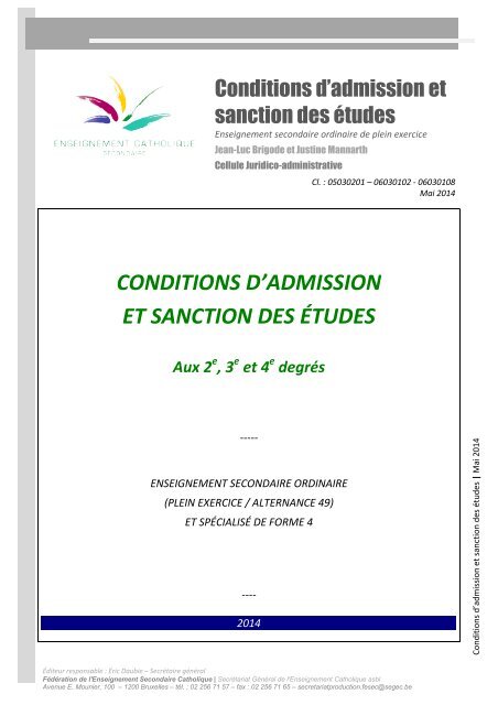 conditions d'admission et sanction des Ã©tudes - Accueil fÃ©dÃ©ration ...