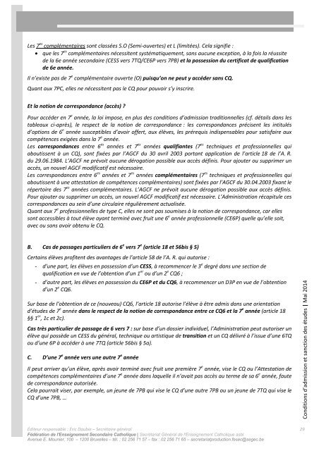 conditions d'admission et sanction des Ã©tudes - Accueil fÃ©dÃ©ration ...