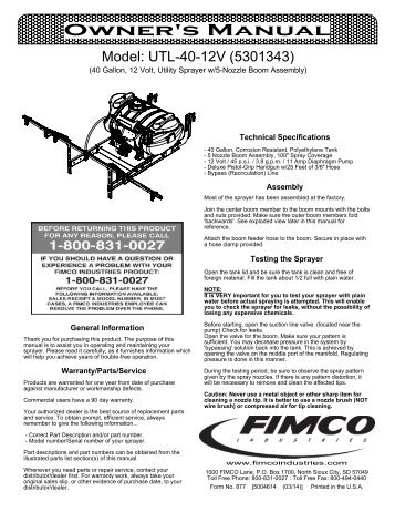 Owner's Manual - FIMCO Industries