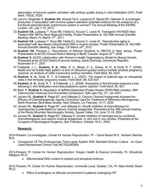 Download Dr. Kushnir's Curriculum Vitae [PDF] - Center for Human ...