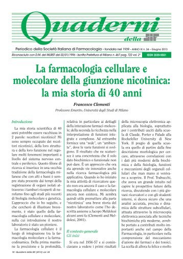 Giugno 2013 - La farmacologia cellulare e molecolare della giunzione