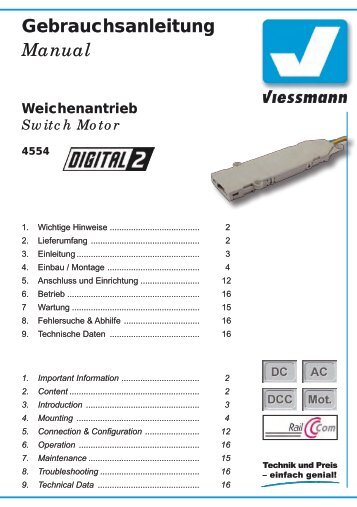 Viessmann Anleitung Weichenantrieb 4554 - Reynaulds