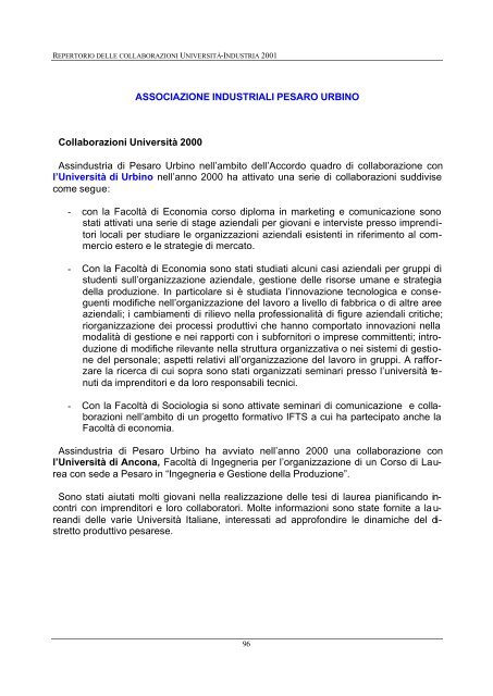 repertorio delle collaborazioni universita'-industria ... - Confindustria