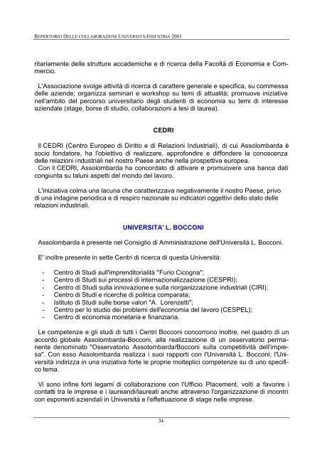 repertorio delle collaborazioni universita'-industria ... - Confindustria