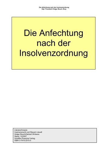 Die Anfechtung nach der Insolvenzordnung - kassenverwalter.de