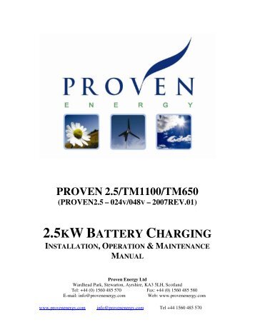 Proven 2.5 Wind Turbine Battery Charging Manual - Energy Matters