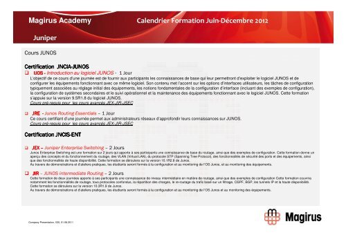 Calendrier Catalogue Formations MAGIRUS ACADEMY 2012 Juin ...