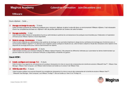 Calendrier Catalogue Formations MAGIRUS ACADEMY 2012 Juin ...