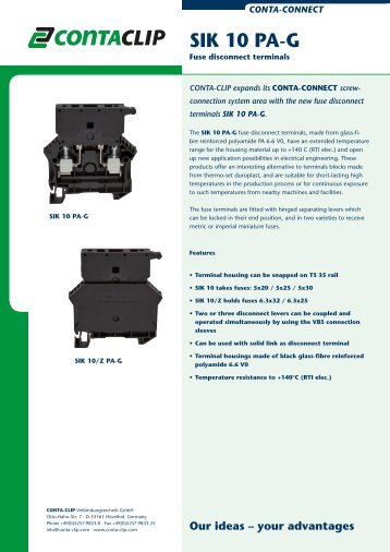 Fuse disconnect terminals SIK 10 PA-G - CONTA-CLIP