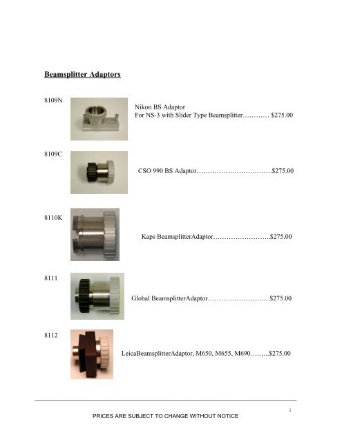 Beamsplitter Adaptors