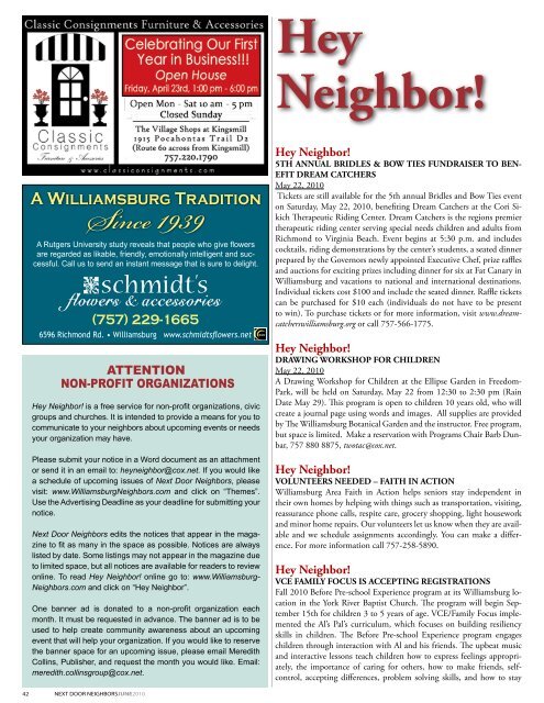 Hey Neighbor Williamsburg Va Magazine Next Door Neighbors
