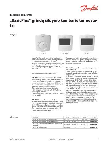 „BasicPlus“ grindų šildymo kambario termosta- tai - Danfoss
